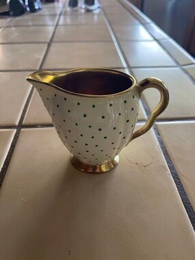 Carlton Ware Polka Dot Porcelain Creamer with Gold Trim